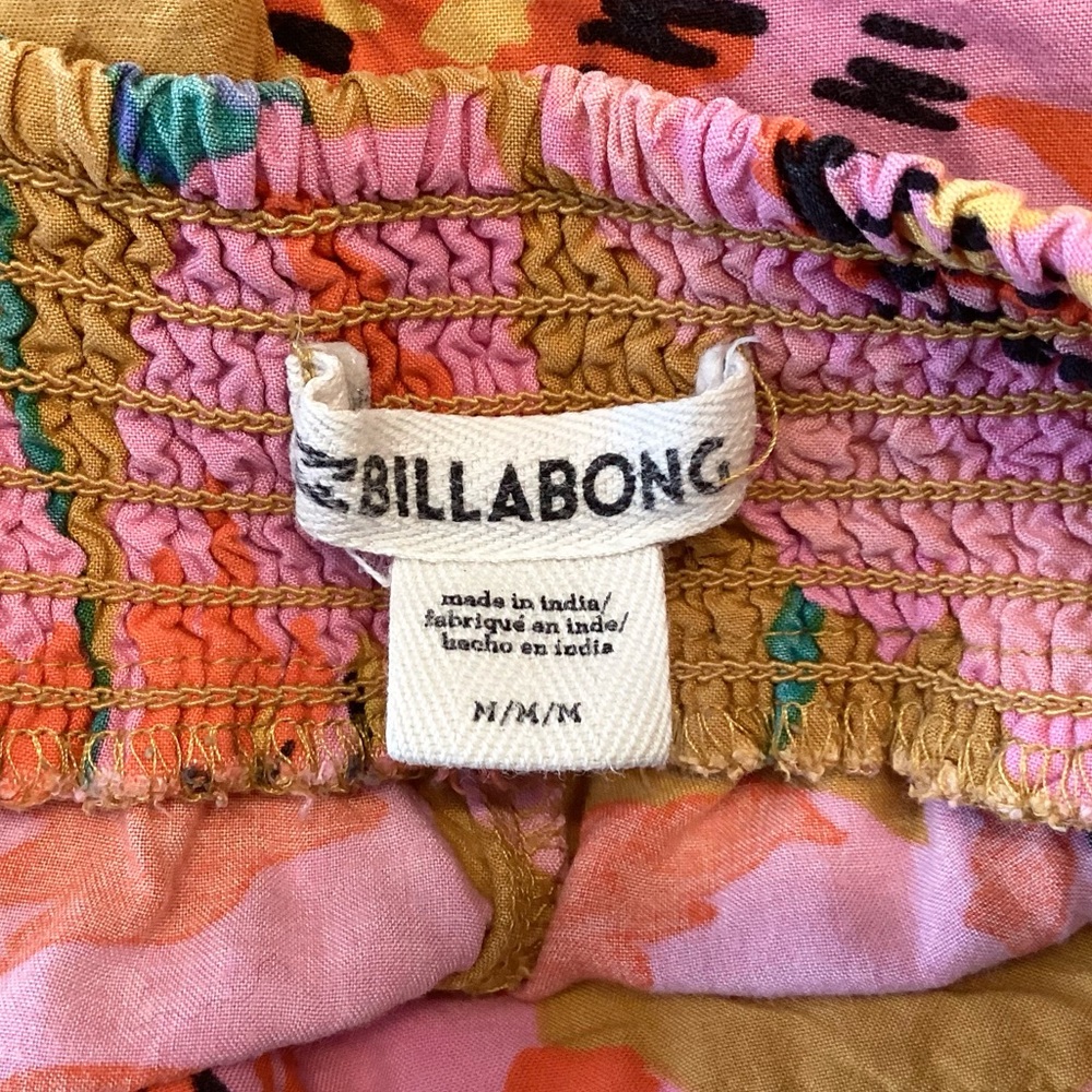 Billabong Cut Through Floral Pull On Pants - Mustard/Pink - M - Picture 7 of 9